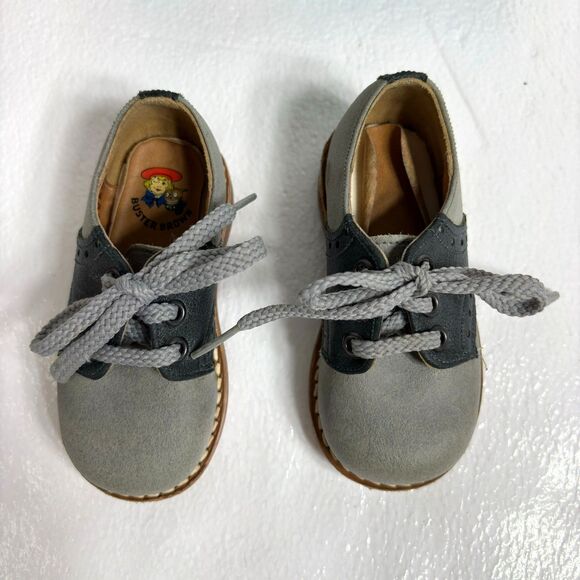 Buster Brown Vintage Kids Two Toned Unisex Saddle Oxford Shoes Size5D Gray Black - Picture 13 of 15